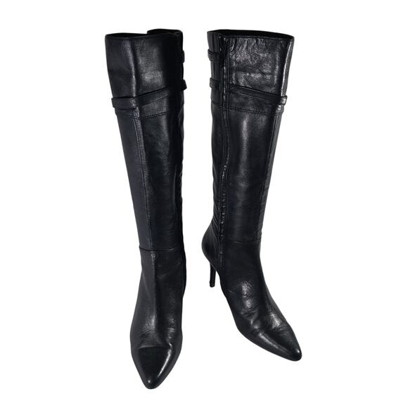 LAUREN BY RALPH LAUREN! BLACK GENUINE LEATHER POINTY TOE STILETTO BOOTS! SZ 7B - Picture 2 of 12